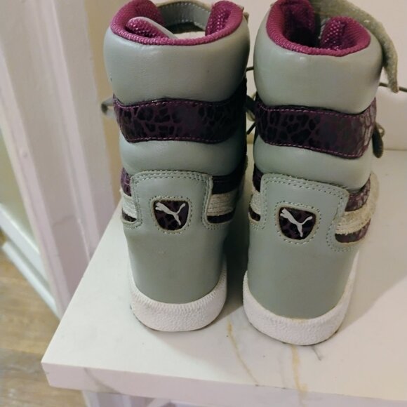 Women's Puma high top sneakers/grey and purple with velcro - Picture 5 of 6